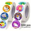 500/Roll Cartoon Animal Reward Stickers, Suitable for Stationery, Teacher Encouragement Gifts, Holiday Atmosphere DIY Labels PVC Adhesive Stickers