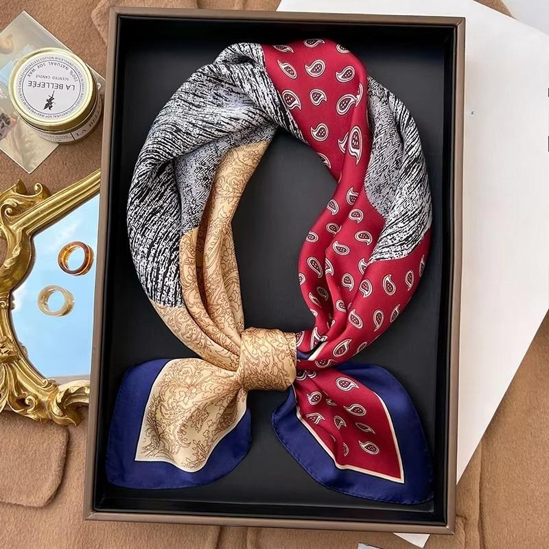 Foulard Quadrato in Seta a Pois di Lusso Fasce per Capelli Hijab da Donna Foulard da Collo Sciarpa di Raso Femminile Fascia per Capelli Wraps alla Moda Bandana