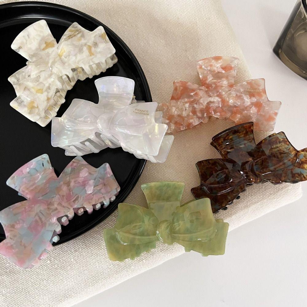 Hair Clip Retro Bow Acetate Hair Claw Geometric Korean Style Shark Clip  Streetwear