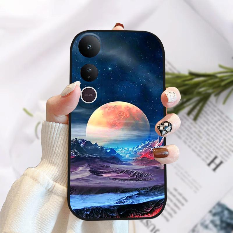 For Vivo V50 Lite 5G Case Fashion Luxury Printed Black Matte Soft TPU Silicone Bumper Cover For Vivo V50Lite 4G Phone Case Funda