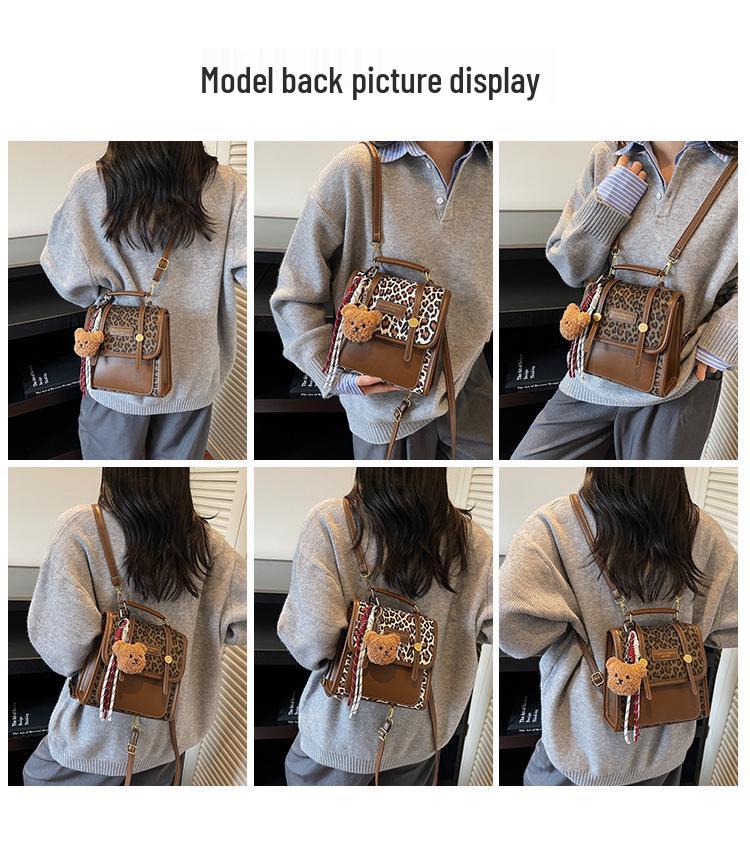 Women's Versatile Leopard Print Backpack - Fashionable Single Shoulder or Crossbody Bag