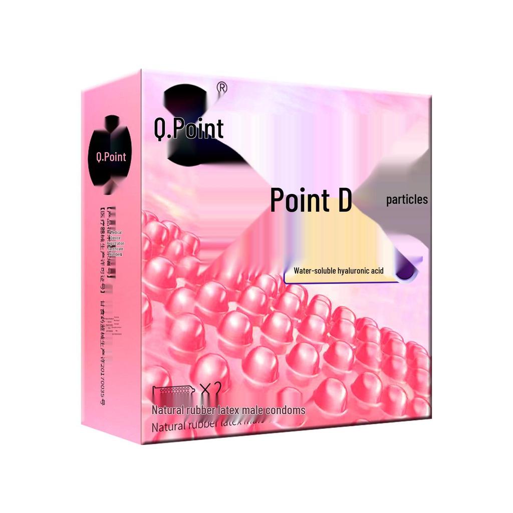 Q-point Hyaluronic Acid 001 Large Particle Delay Condoms - Long-lasting Contraceptives for Adults