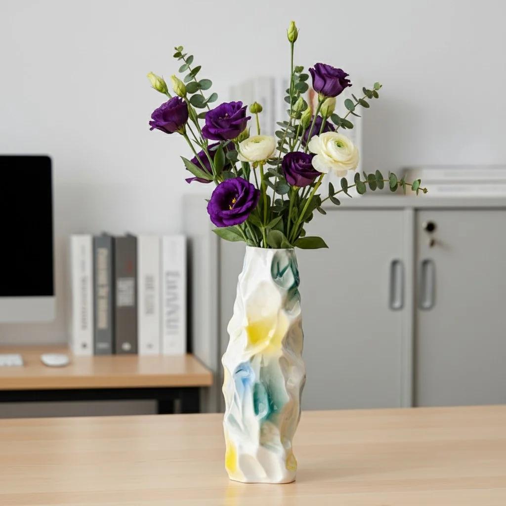 Modern Ceramic Abstract Vases Boho Colorful Glaze Design Flower Vase for Home Decor Living Room Table Centerpiece Object