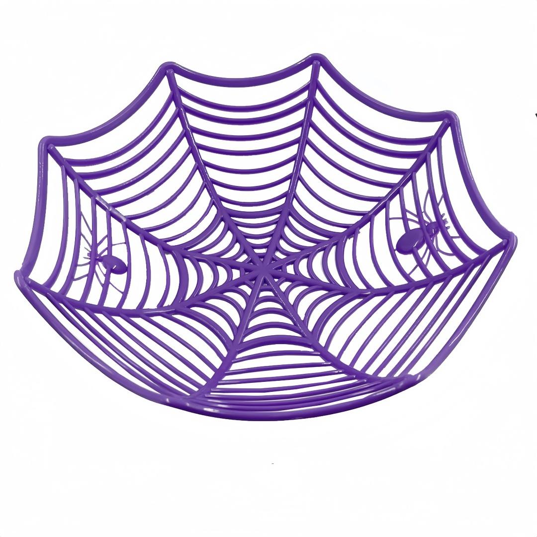

DIY Halloween Spider Web Dessert Basket Plastic Ornament Tray for Restaurant Bar Creative Holiday Party Decoration Prop Basket