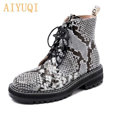 Stiefel für Damen, britischer Wind, echtes Leder, dick, mit kurzen Stiefeln, geeignet für Damenstiefel im Frühling, Herbst und Winter