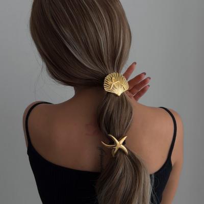 Metall Unregelmäßige Muschel Seestern Haarbänder für Frauen Einfache Haargummis Elastisches Haarband Pferdeschwanz Haaraccessoires