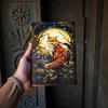 Fox Leather Grimoire | Handmade Spell Book of Shadows, Thick Vintage Deckle Paper Journal, Unique Fox Gift for Him and Her
