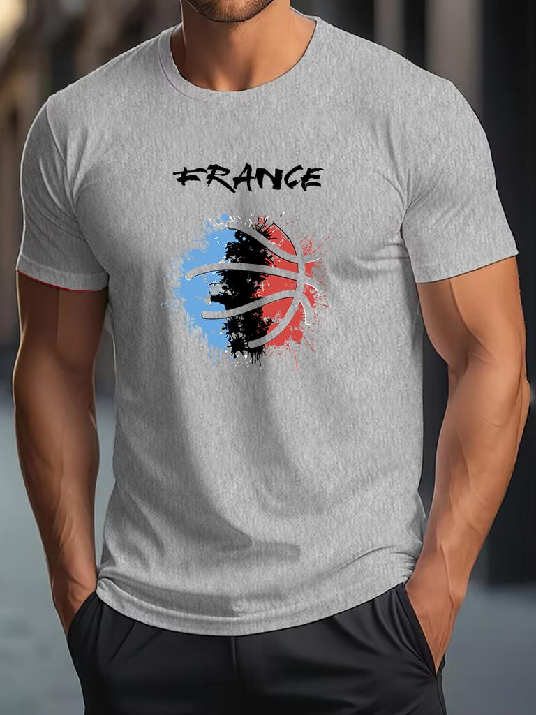 Summer Basketball Printed Mens T-shirt O-neck Short-sleeved T-shirt Trendy Top