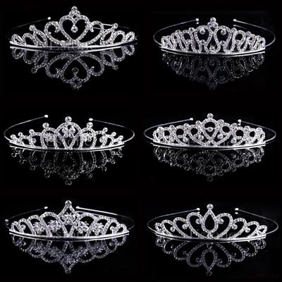 Wedding Bridal Princess Austrian Crystal Tiara Crown Veil Hair Accessory For Girls Children Tiara Crown Hair Jewelry