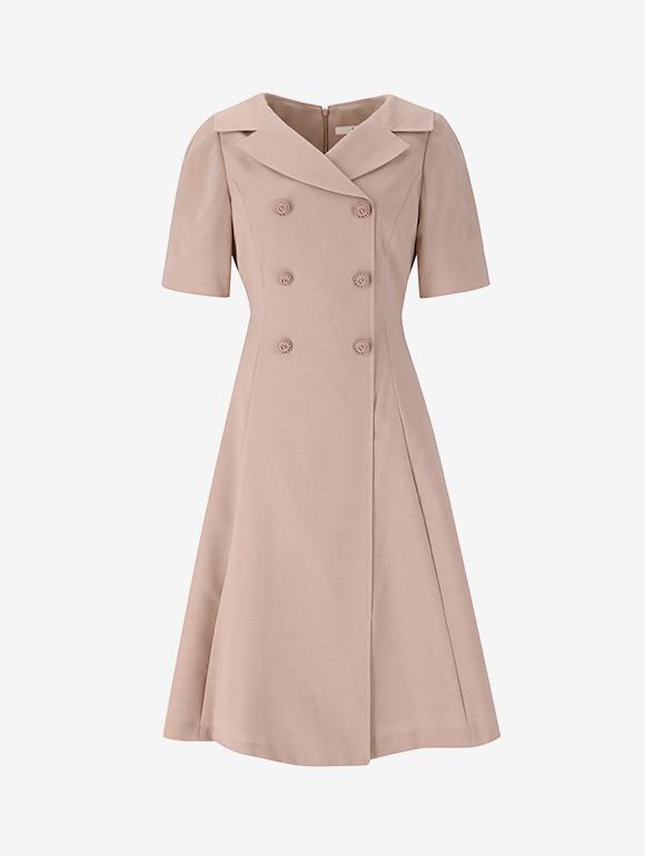 SOUP Button Collar Short Sleeve Dress (Oz4Opq5)