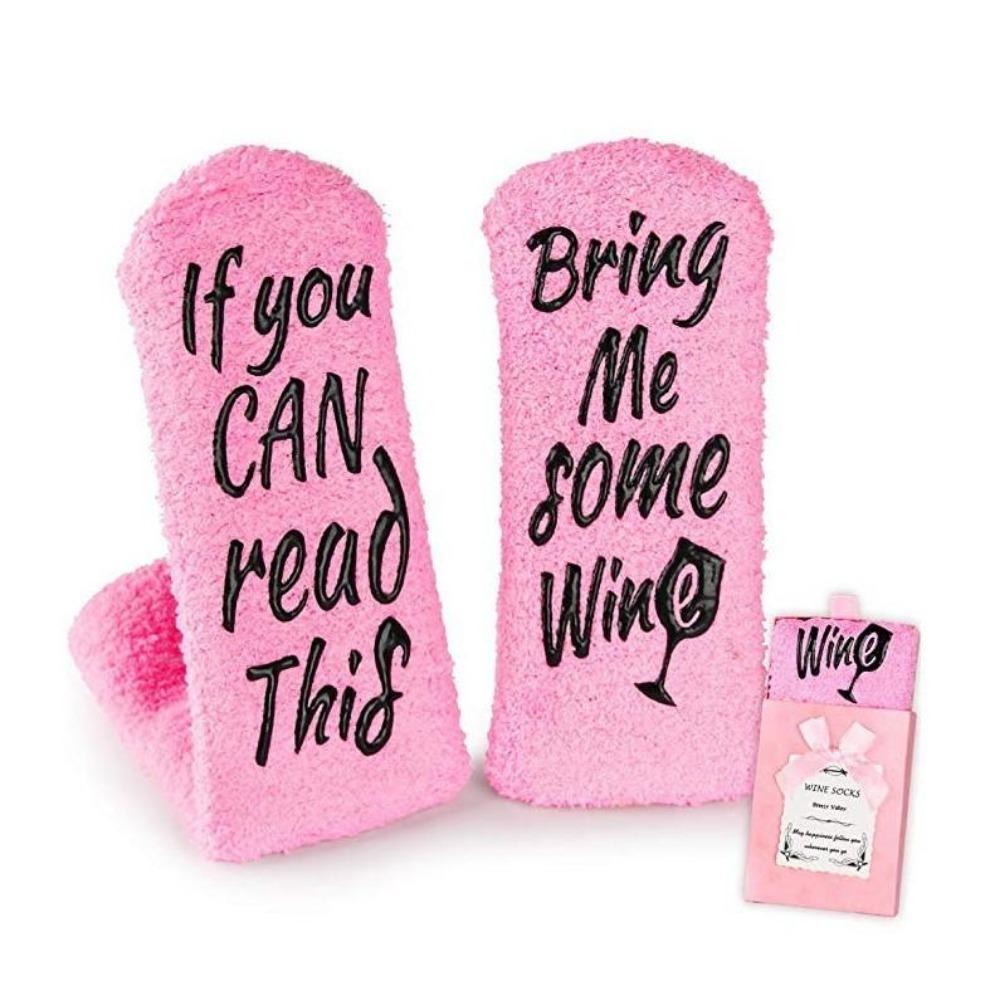 Luxury Fuzzy Wine Socks In Cupcake Gift Packaging Women Winter Fuzzy Plush Slipper Crew Socks Funny Accessory Present for Wife