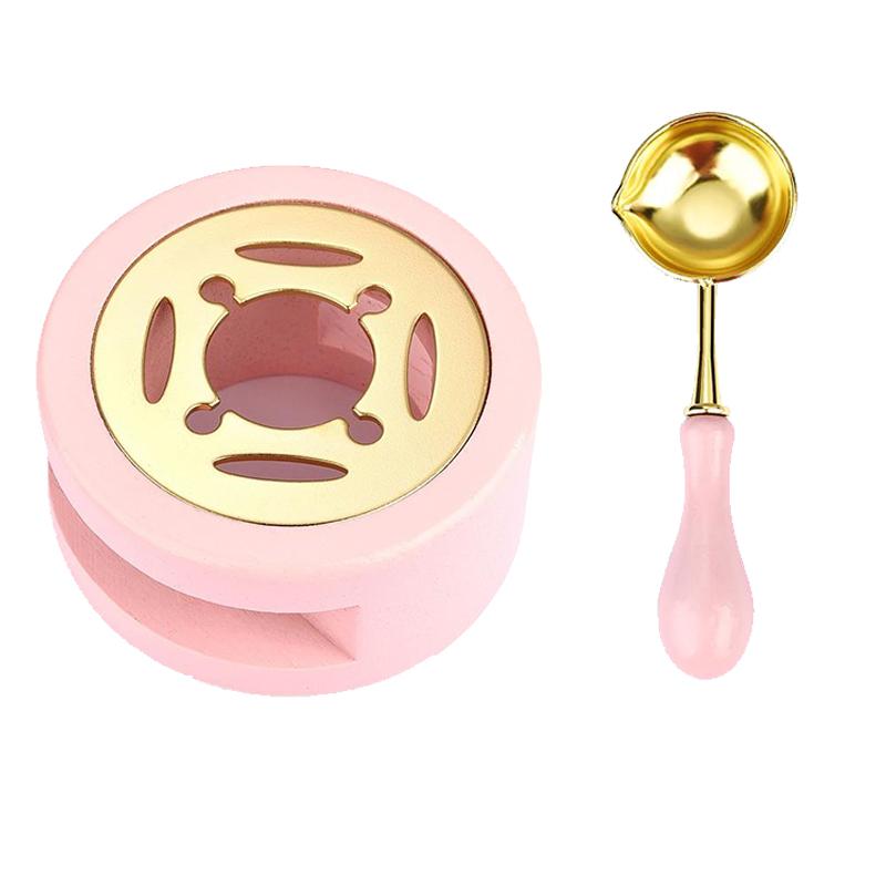 1 SET Retro Wood Handle Furnace Stove Pot Wax Seal Stamp Set Wax Spoon Lacquer Decorative Craft Gift Seal Wax Card Making SB002