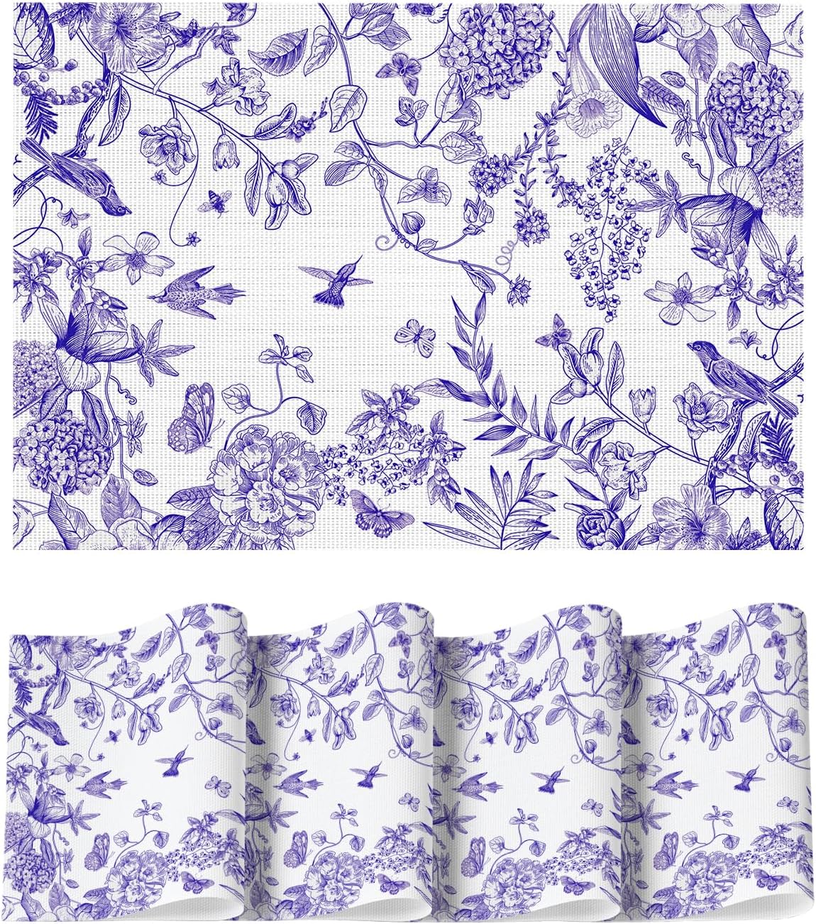 

6PC Artoid Mode Purple Hydrangea Flowers Branches Linen Placemats Washbale Table Mats for Party Kitchen Dining Decor 6PC 30X45CM