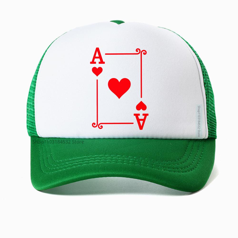 Funny Playing Cards Ace Hearts Graphic Baseball Cap Poker Party Casual Adjustable Breathable Casquette Hat