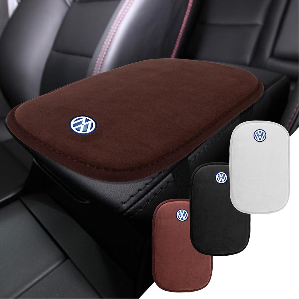 Car Leather Armrest Protective Pad Center Console Arm Rest Box Cover Valve Cap For Volkswagen Rline B6 Passat VW Tiguan GTI Golf Os5