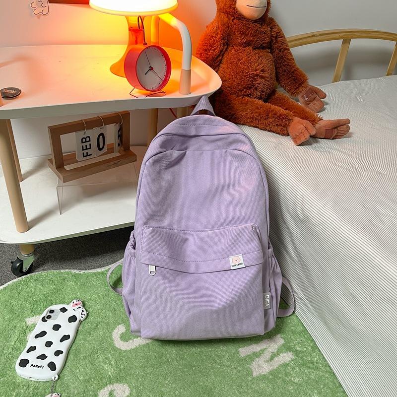 Schoolbagins Japanese Girl Schoolbag Female Korean Version Junior High School Student Cute Solid Color Backpack High School Student Large Capacity