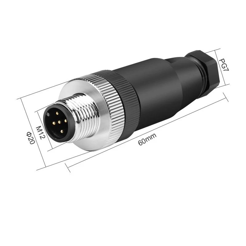 Waterproof 4 Pin 5pin 8pin M12 Power Aviation Connector Screw Threaded Panel Mount Male Plug Female Socket LED Lighting IP67