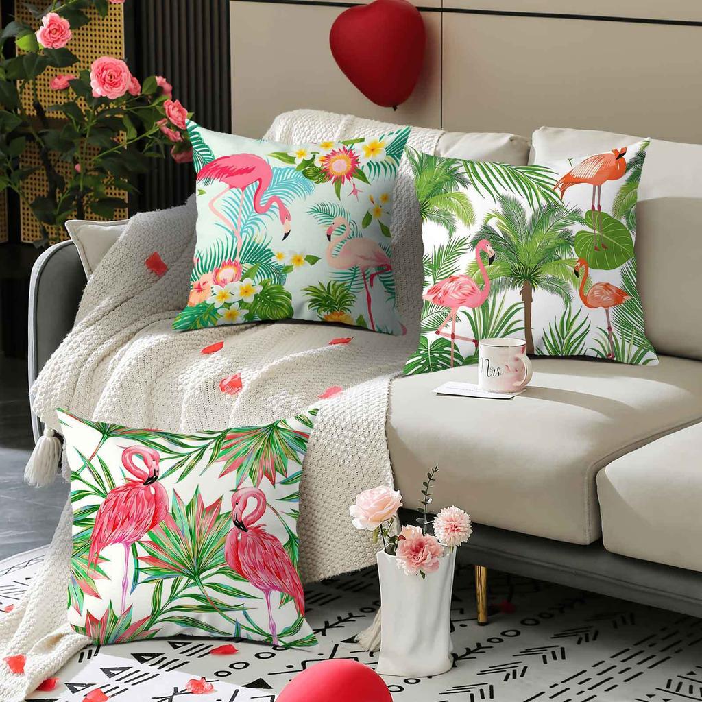 1/4pcs Tropical Flamingo Throw Pillow Covers Summer Hawaiian Style Cushion Cases for Home Sofa Decor Cushion Cover