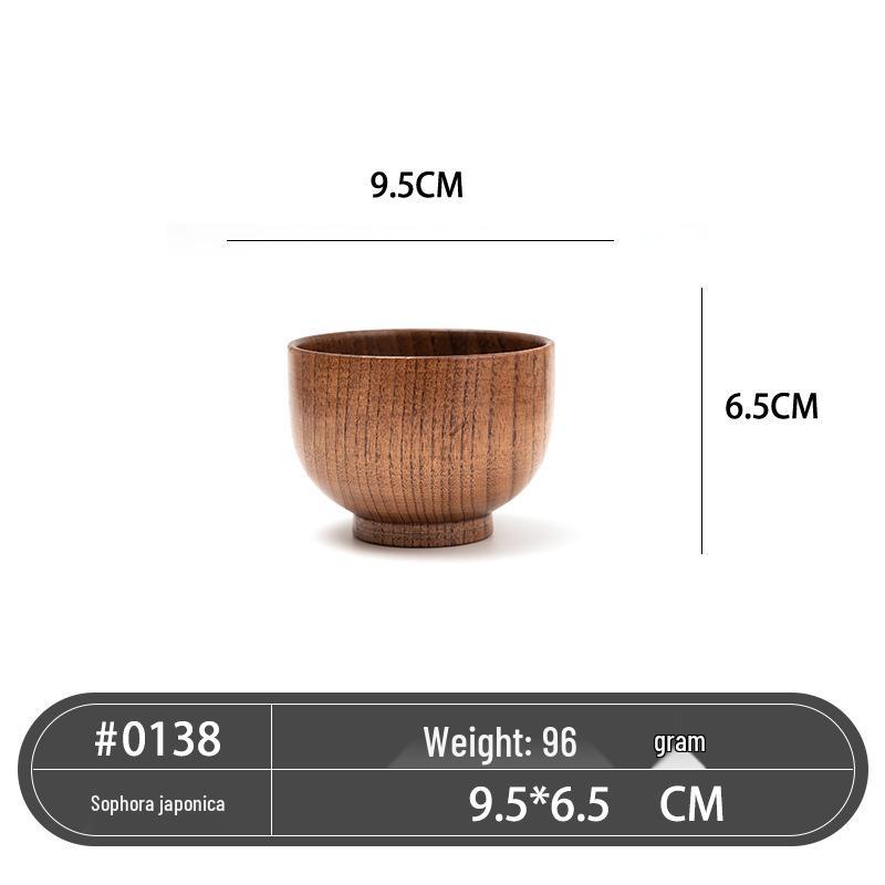 

Японская деревянная миска из зизифуса - Защита от ожогов, Круглая миска для лапши, супа или риса