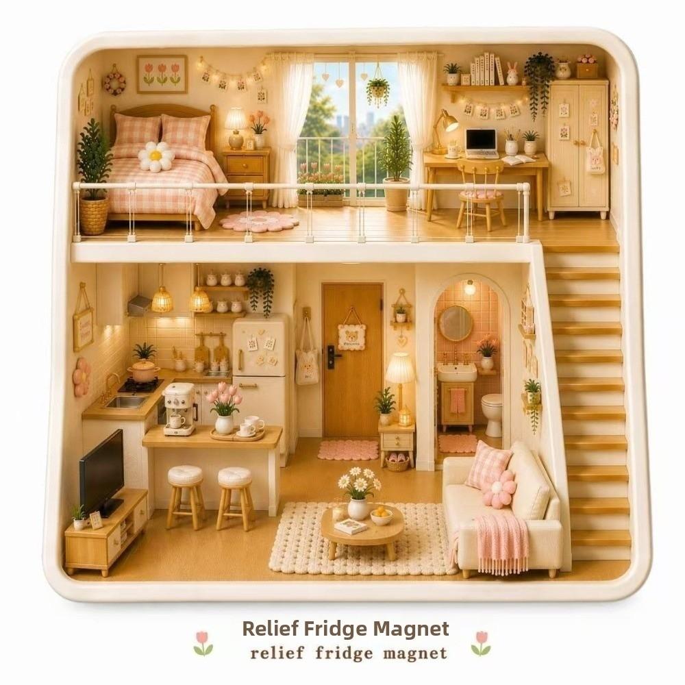 Resin 3D Embossed Refrigerator Sticker Cat Themed Home Decoration Magnets Refrigerator