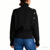 Women's Loose Comfortable Casual Fashion Knit Sweater With Buttons And High Neck