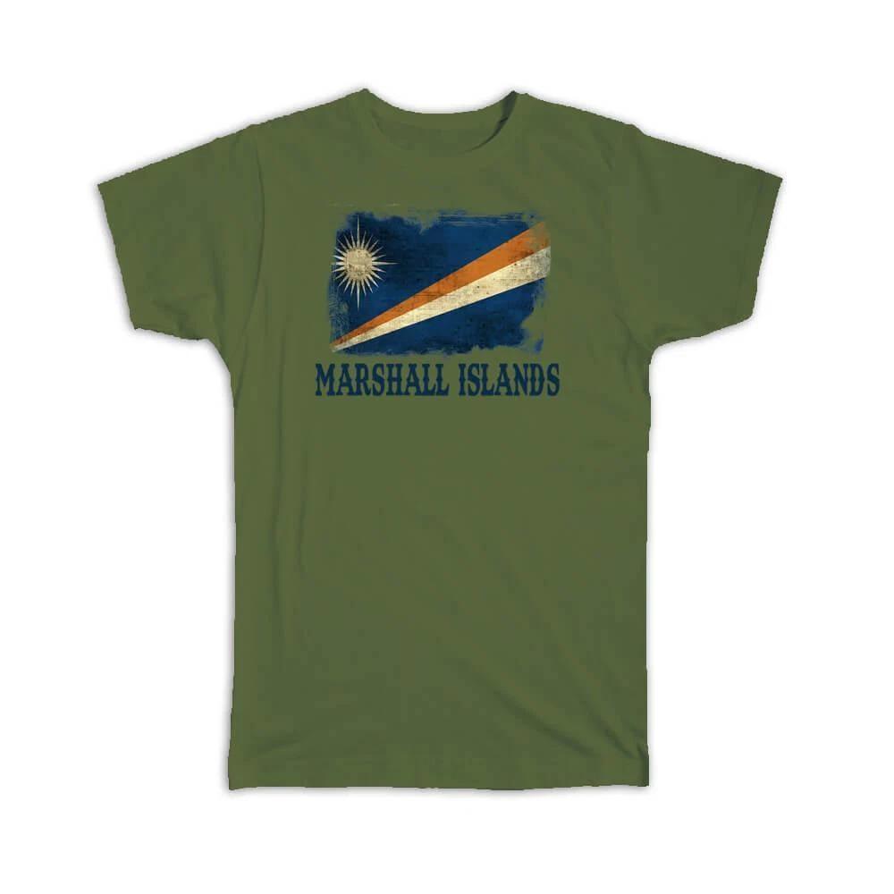 Gift T-Shirt : Marshall Islands Marshallese Flag Proud Country Vintage Souvenir M