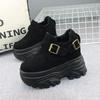 Increase 12CM Thick Soled Shoes Women's Winter New Cashmere Round Head Small 10cm Muffin Casual Women's Shoes  Platform Boots