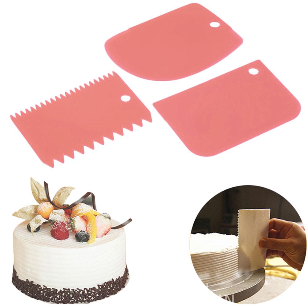 3PCS/Lot Plastic Dough Knife Icing Fondant Scraper Cake Decorating Baking Tool