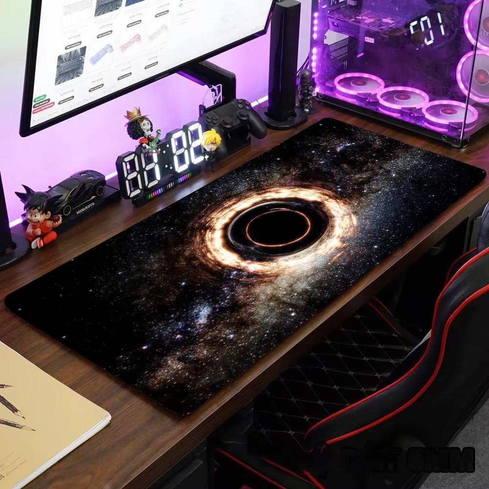 Cosmic Black Hole Galaxy Desk Mat NonSlip Large Gaming Mouse Pad Waterproof Cool Space Keyboard Pad for Gamer