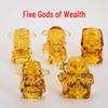 Yellow Crystal Five-Way God of Wealth Home Decoration Ornament: Prosperity Gift for Living Room