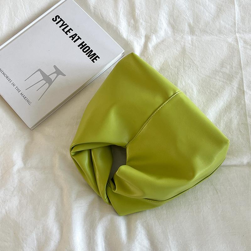 

Новая универсальная сумка-тоут для通勤, женская модная сумка-облако, текстурированная мягкая кожа, складная нишевая сумка-тоут, женская зелёный