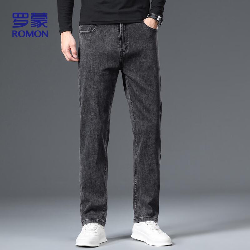 ROMON Men's Fall/Winter LM206 Slim-Fit Straight-Leg Business Casual Jeans