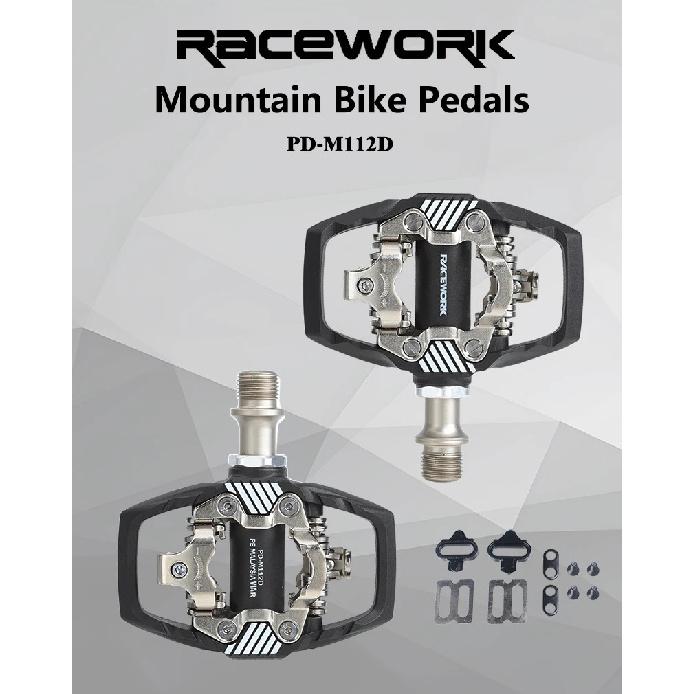 RACEWORK MTB Bike Lock Pedal For Shimano SPD System Nylon Body + Chrome Molybdenum Steel Core Double-sided Locking Footrest