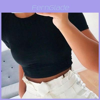 Elegant Women Summer Beach Short Sleeve Blouse T-shirt Slim Fit Crop Tank Top