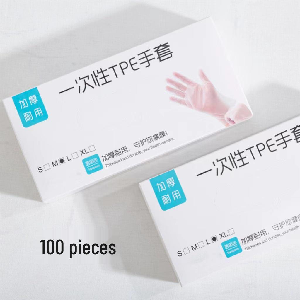 Transparent Thickened TPE Disposable Gloves, Food-Grade and Durable, Pull-Out Type for Household Use