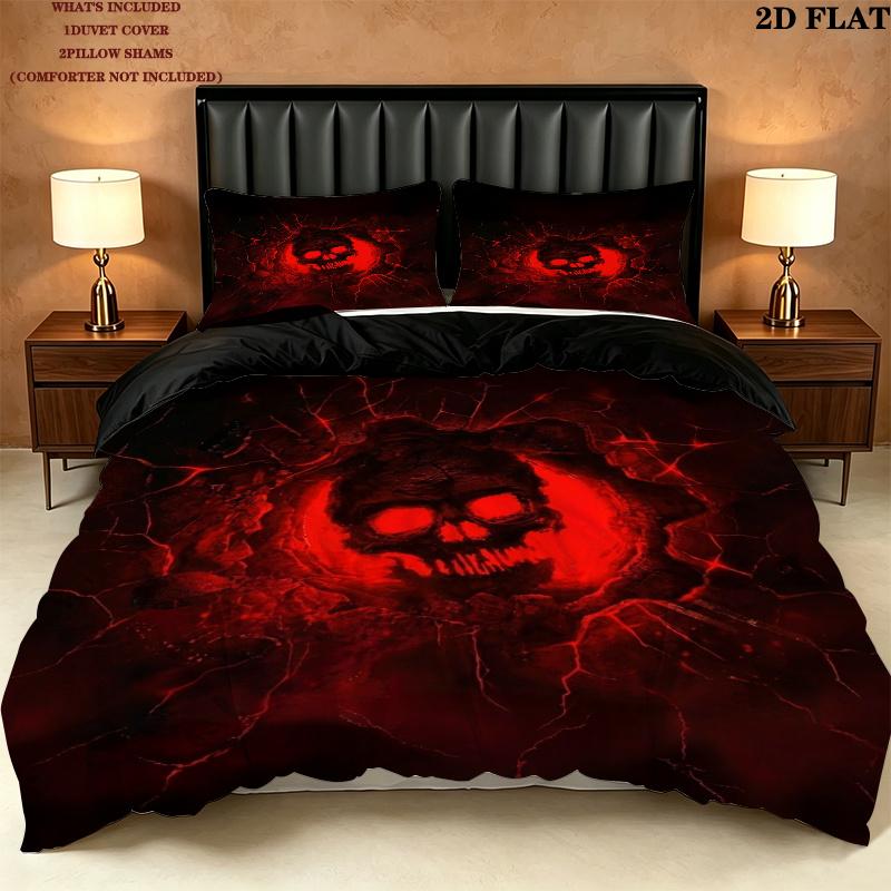 Gears War Pattern Bedding uilt Set uilt Cover Pillowcase Home Decoration Birthday Gift (1 * duvet cover + 2 * pillowcase without core)