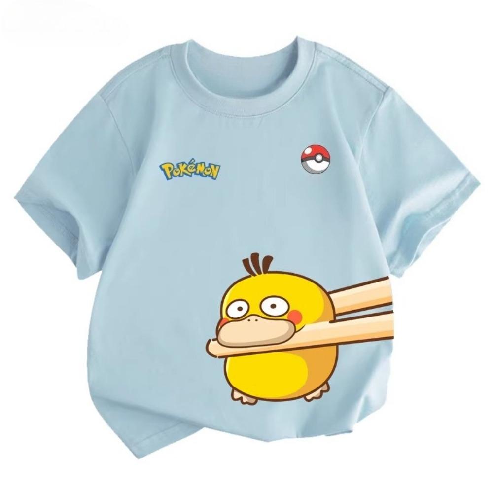 Potdemiel Estate Nuova T-shirt in Puro Cotone con Stampa Pikachu per Bambini, Ragazzi e Ragazze, T-shirt per Bambini Comoda e Traspirante