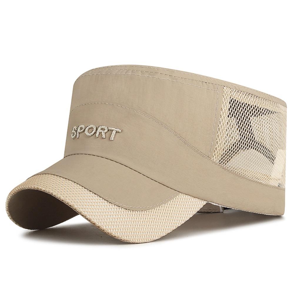 

Sun Protection Mesh Sun Hat Adjustable Quick Drying Cap Cool Flat Top Cap Fishing бежевий