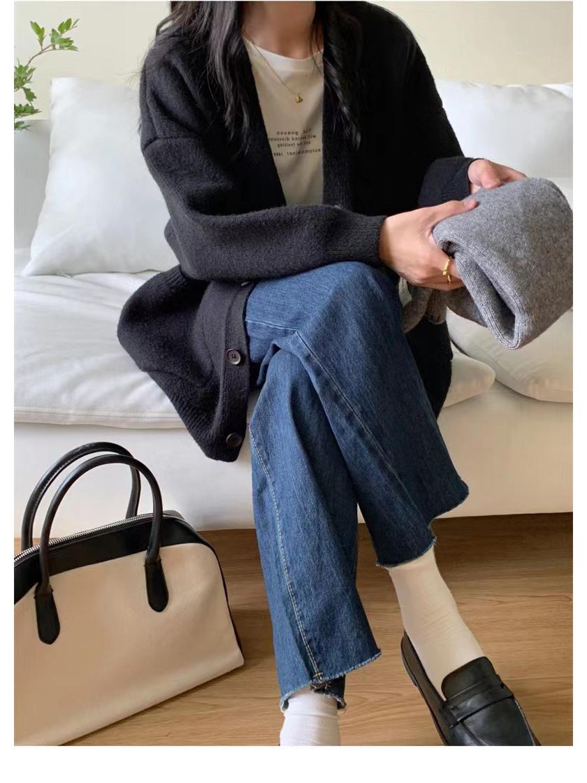 

New Korean-Style Candy Color Knitwear: Soft, Solid, Age-Defying Women s Fashion Cardigan One Size чорний