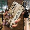 Soft case Silicone Phone Case For Tecno Camon17P Dirt-resistant Flower Durable Wrist Strap Wristband Lanyard Ring