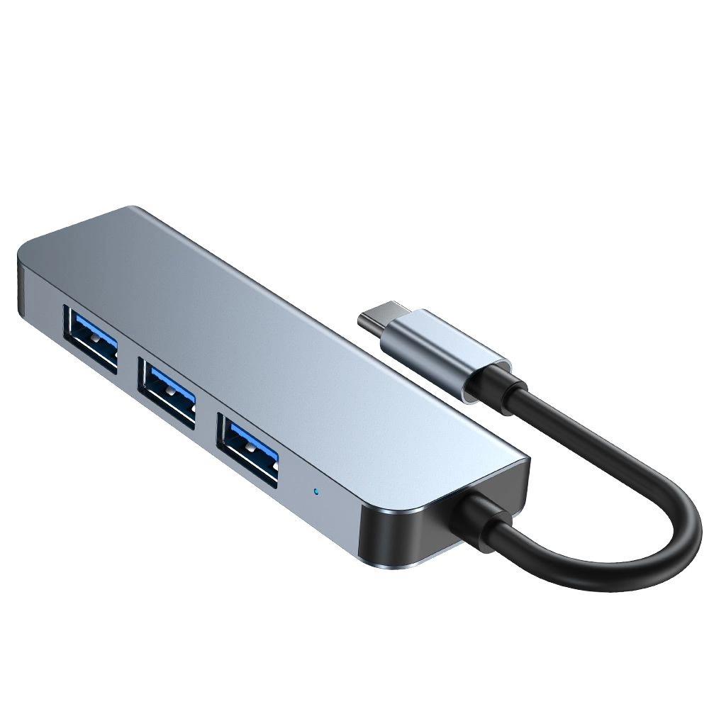 Tech-Protect V1 4in1 Usb-C Hub - 3X Usb-A 2.0 / Usb-A 3.0 - Gray