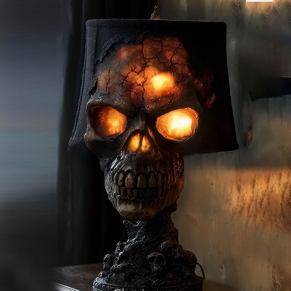 Resin Skull Lamp Halloween Lights For Gothic Vibes Halloween Party Supplies Decor
