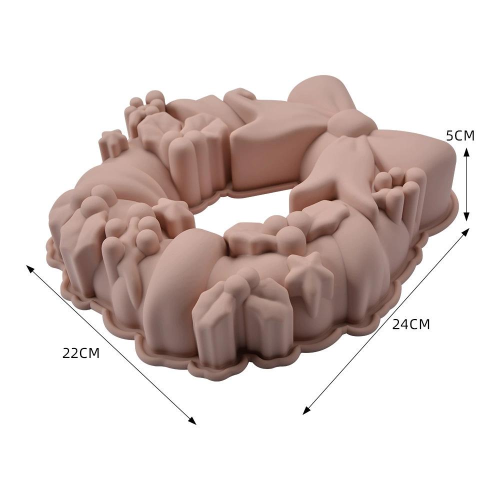 Christmas Bow Wreath Silicone Cake Mold Versatile Baking Dessert Mold for DIY Pastries, Mousse, and More Perfect for Holidays Like Christmas,Halloween