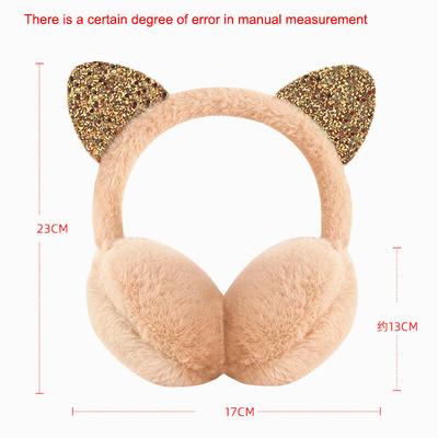 New Cute Winter Warm Cat Ear Earmuffs Glitter Ears Plush Earmuffs for Women Girls Ear Cover Solid Soft Plush Ear Muffs Earflap