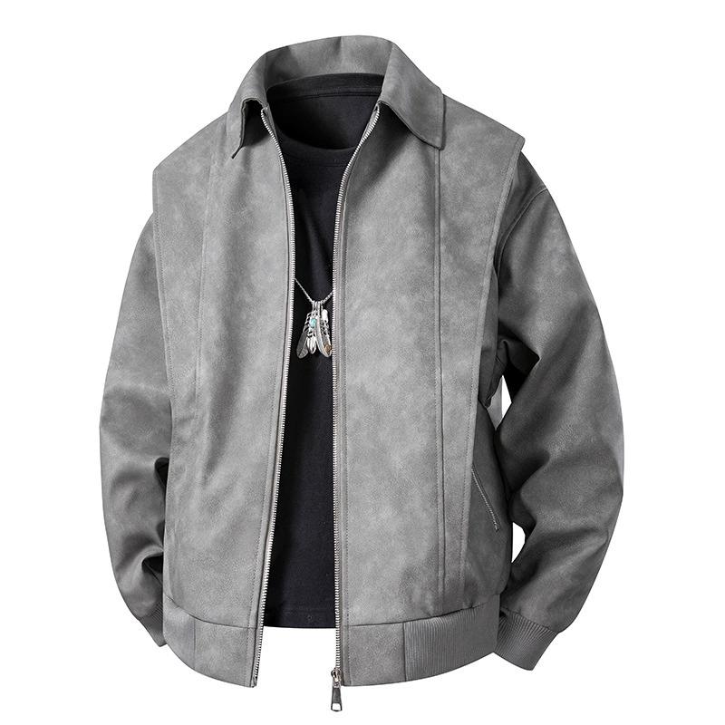 Retro Kožená Vyšívaná Kožená Bunda Ležérní Klopový Kožená Bunda Pár