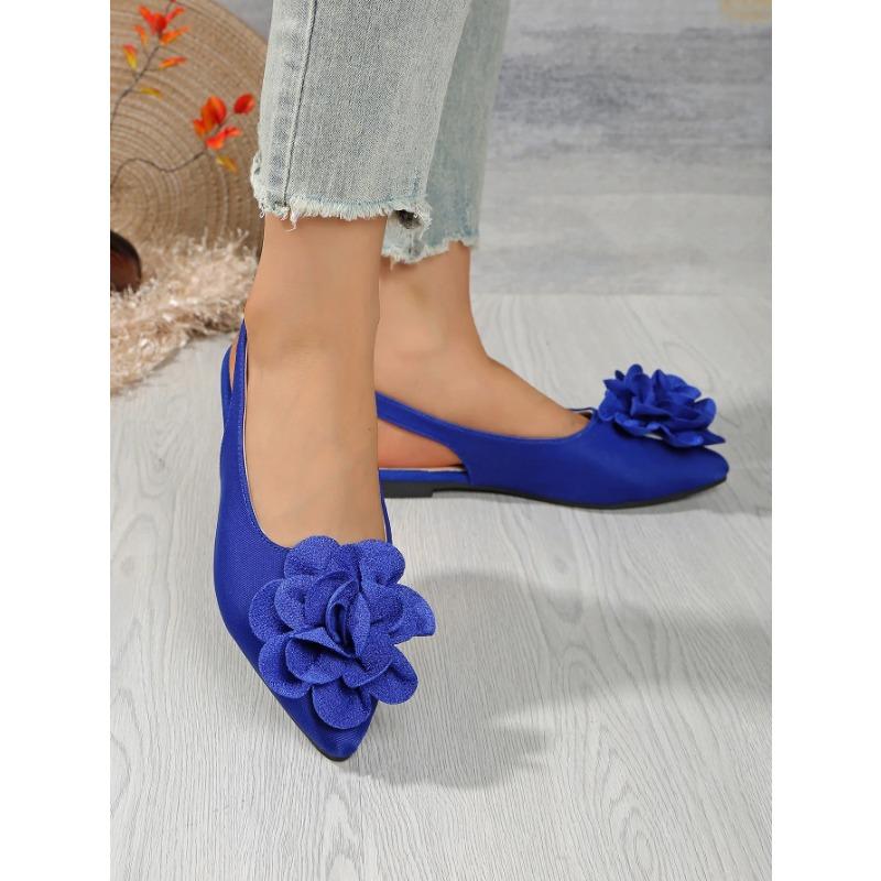 Classic Big Flower Pointed Toe Sandals Women 2025 Summer Flat Heels Light Weight Shoes Women Comfortable Daily Leopard Shoes