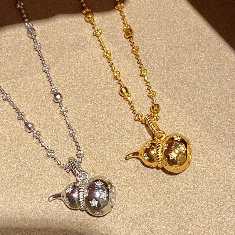 Light Luxury Full Diamond Luster Star Gourd Necklace Unique Pendant Design Exquisite Collar Chain Wedding Jewelry Gifts