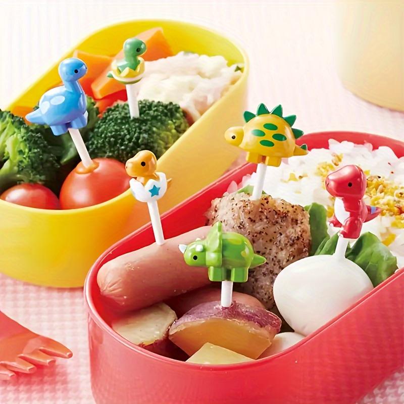 6/18pcs Cute Dinosaur Fruit Forks Mini Creative Food Fork Set Colorful Plastic Desert Pick For Kitchen Picnic Party Decor Access