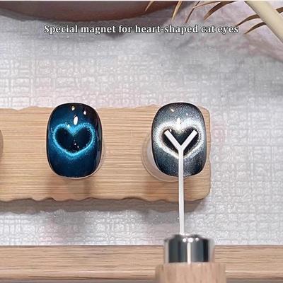 Love Heart Cat Eye Nail Magnet,Art Accessories Y-shaped Nail Magnet Stick Wire Tools,For Creating Heart & Ingot Shapes On Nails,