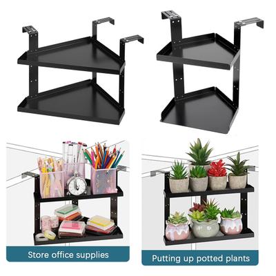 Yousheng Cubicle Corner Shelf Organizer Stand with Hooks Adjustable Height 2-Layer Metal Shelf Office Corner Bookshelf